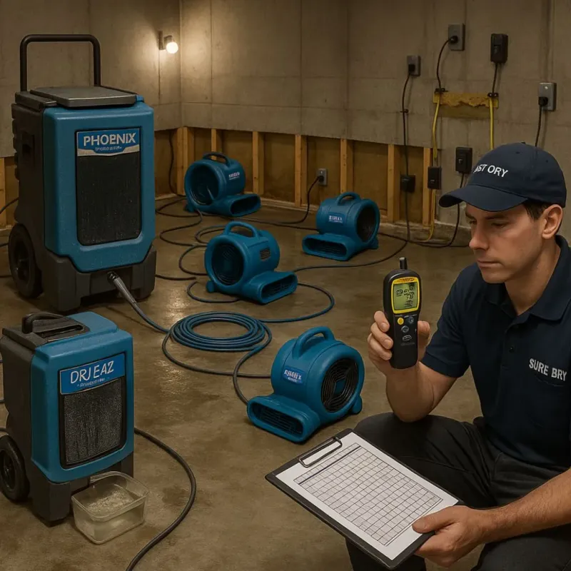 Structural Drying and Dehumidification process in Freeland, PA